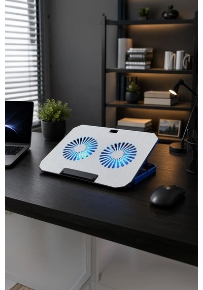Premium Laptop Soğutucu Ayarlanabilir Rgb Cf12 Gümüş Stand