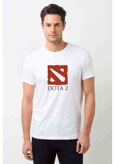 Dota Baskılı Beyaz Erkek Tshirt