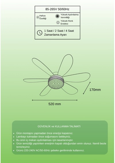 Sectron 30w Kumandalı Vantilatörlü Led Ampul 3300 Lm 3 Renk Işık E27 Dimlenebilir 1