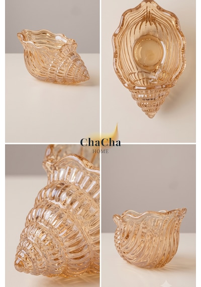Maris Dekoratif Cam Deniz Kabuğu Lokumluk & Sunumluk 11x5 Cm 6 Adet Bal Rengi