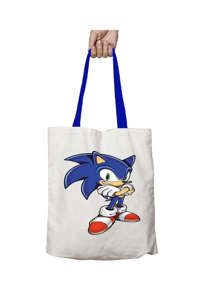 Mavi Kulplu Art Hediye Sonic Yıkanabilir Omuz Çanta Çok Renkli