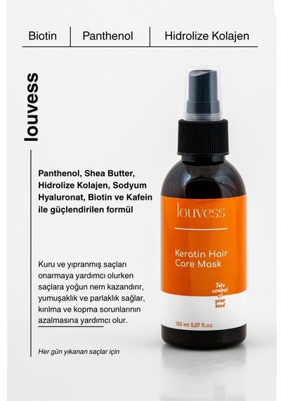 Louvess Argan Yağı Shea Butter Kafein Keratin Saç Bakım Maskesi 150 ML