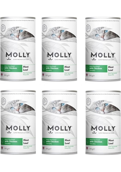 Molly Steril Tavuklu Pate Ezme Kısır Kedi Konservesi 395 G X 6 Adet