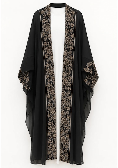 Nazzain Saray Esintisi Gold Nakışlı Abaya Çok Renkli