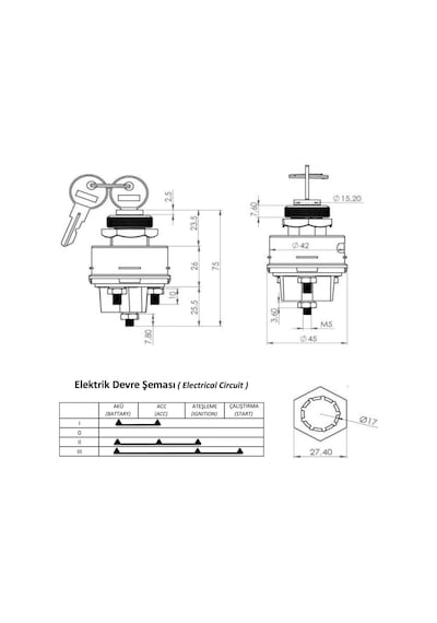 Jeep Willys Cj3/Cj5 Marsli Kontak Anahtari 548372742