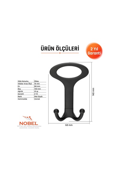 Melon Açik Portmanto Askısı, Metal Vestiyer Askısı, 41 Gr, Dolap Ve Duvar Askılığı, Matsi Yah Vidalı