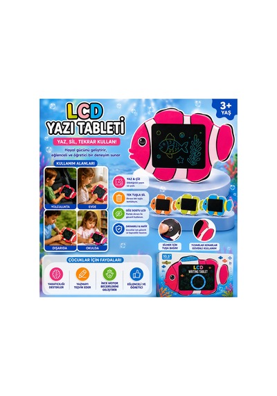 Lcd Yazı Tableti Balık Tasarımlı Çizim & Yazı Tahtası 10.5 İnç Çok Renkli - 894409891