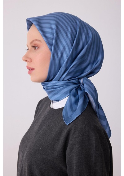 Belli İpek Eşarp - 4325-83 Mavi Twill
