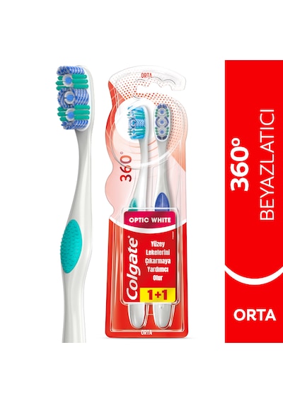 Colgate 360 Optik Beyaz Diş Fırçası Medium 2'li