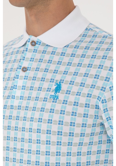 U.S. Polo Assn. Erkek Regular Fit Polo Yaka Turkuaz Desenli Tişört 50299672-VR093