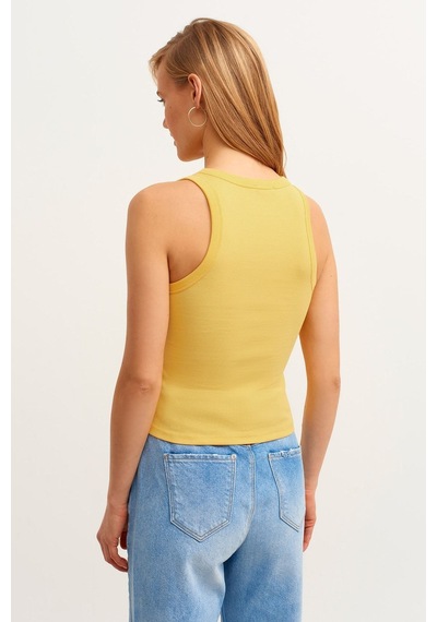 La & Vetta Fitilli T-shirt Halter Yaka Örme Atlet L
