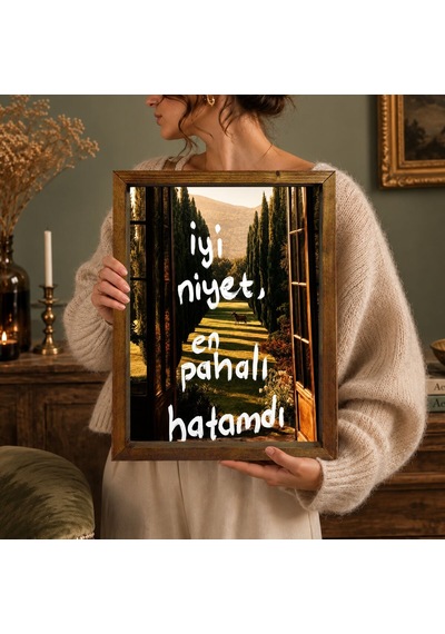 Bk Gift Vintage Klasik Sanat Esprili Sözlü Masif Ahşap Çerçeveli Dekoratif Tablo - 40