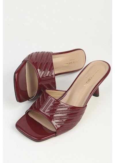 Pierre Cardin Kadın Bordo Rugan Kadın Topuklu Terlik Pc-55762 Bordo