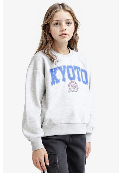 Defacto Kız Çocuk Relax Fit Bisiklet Yaka Slogan Baskılı 2li Sweatshirt E6473a825aubk81 Siyah