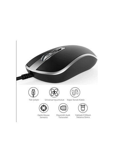 Lecoo Ms104 Siyah Usb Kablolu Mouse