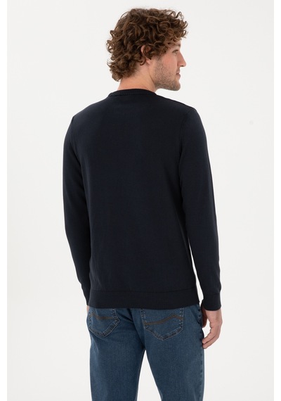 U.S. Polo Assn. Erkek Slim Fit Bisiklet Yaka Lacivert Basic Kazak 50313713-VR033
