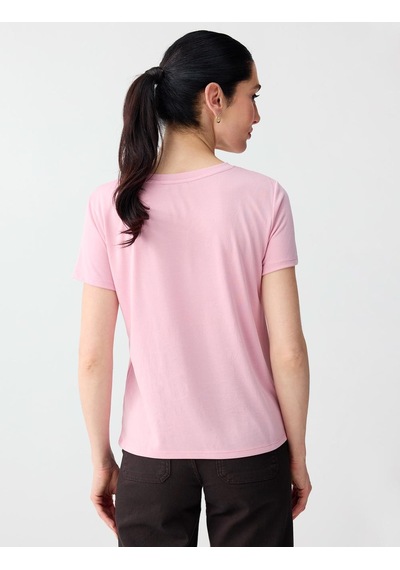 Jimmy Key Pembe V Yaka Kısa Kollu Modal Örme Tişört 6sw275489610