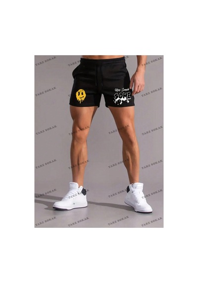 Tarzsokak Y2k Unisex Yaz Şort Bermuda Harajuka Anime Retro Kod-11514 Siyah