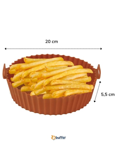 Lunaev Renkli Isıya Dayanıklı Yıkanılabilir Silikon Fırın Ve Airfryer Yuvarlak Model Pişirme Matı 20