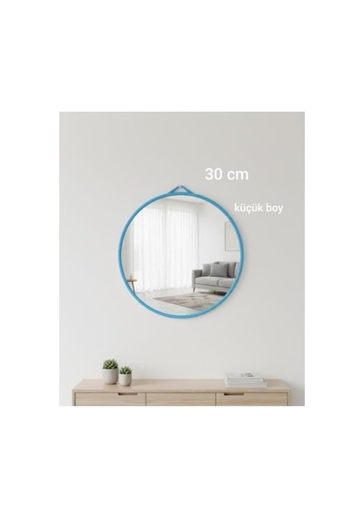 30 Cm Küçük Boy Mavi Çerçeveli Lavabo Makyaj Aynası Diğer