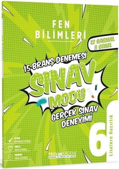 6. Sınıf Fen Bilimleri Sınav Modu 15 Deneme Pruva Akademi
