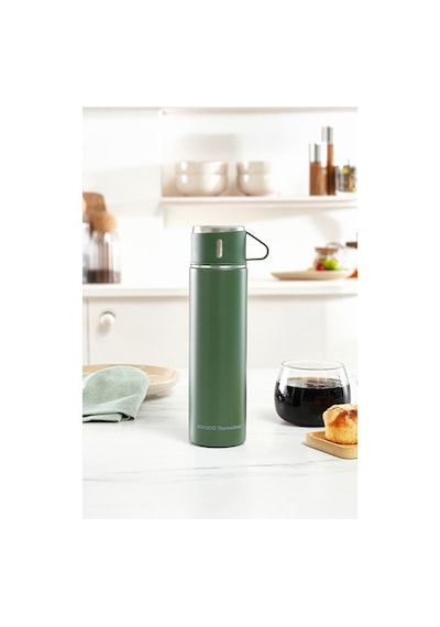 Karaca Thermosteel Nature Bardaklı Çelik Sızdırmaz Termos Haki 500 ml