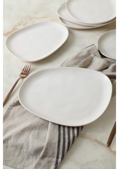 Mat Beyaz Servis Tabağı 30 Cm 6 Adet Açık