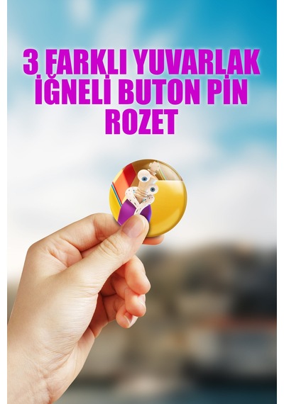 Kinger- Tadc The Amazing Digital Circus Çanta Süsü Rozet İğneli Buton Rozet Seti 3 Adet Üçlü