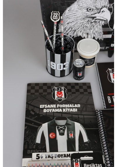 Lisanslı Beşiktaş 42 Parça Hobi Kırtasiye Seti Kupa,puzzle,boya Kalemi Altın