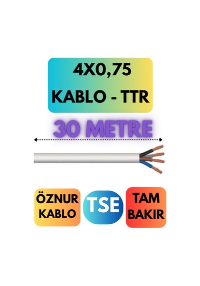 Öznur 4x0,75 Ttr Kablo Metre Seçenekli Beyaz - 30 Metre