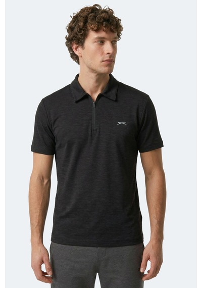Slazenger Khan Erkek Polo Yaka Siyah Tişört