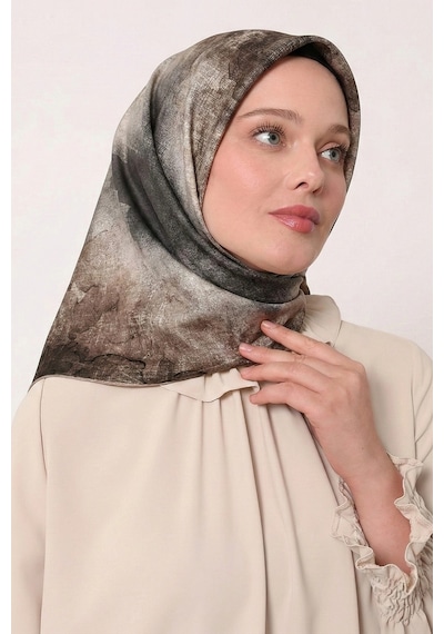 Levidor Tensel Eşarp Batik Desen Kahve Kahve