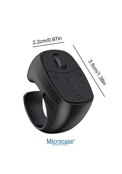 Microcase Tiktok Yüzüğü Bluetooth Akıllı Uzaktan Kumanda Sayfa Çevirici Video Kaydırma Parmağı Şarjlı Kumanda - Al5766 Siyah