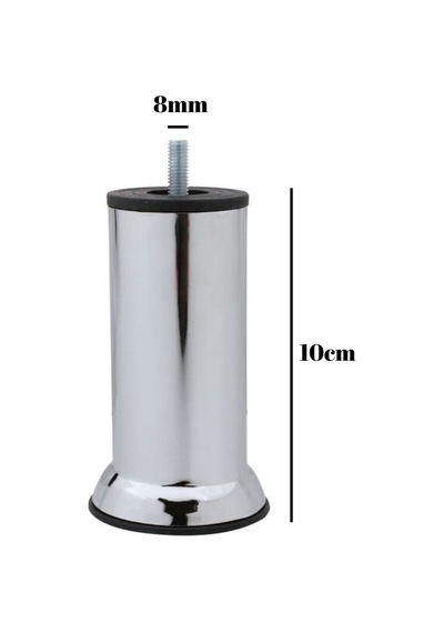 Metal Ayak Vidalı Pasolu Mobilya Yatak Koltuk Baza Ayağı Metal 4 Adet 10cm 8mm Vidalı Krom