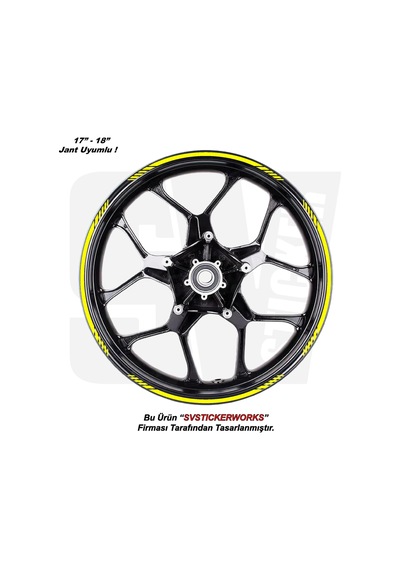 Motosiklet Jant Şeridi 16'lı Set Takım Kesikli Şerit Sticker Sarı