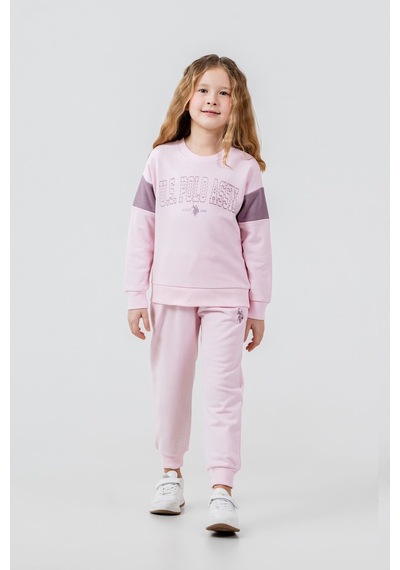 U.S. Polo Assn. Kız Çocuk Baskılı Pembe Uzun Kol Eşofman Takımı Us2704-c-v1 Us2704-c-v1