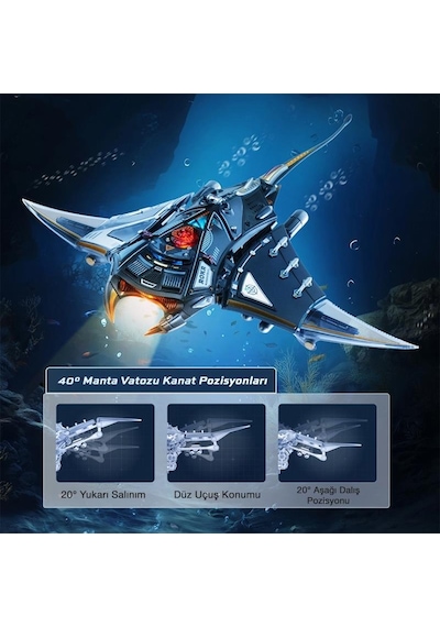 Rokr Mı06 Manta Ray Dıy Mechanical 3d Puzzle Maket Model Seti 3d Model Kit Detaylı Dekoratif Hobi Seti Hareketli Ve Işıklı
