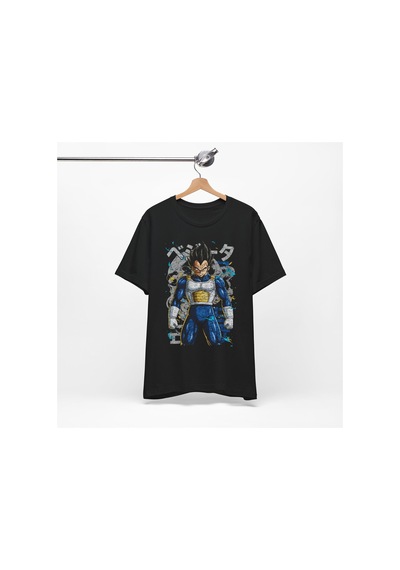 Ustaprint3d Vegeta Anime Baskılı Oversize Unisex Siyah Tişört %100 Pamuk Dtf Baskı Siyah