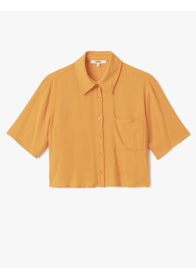 Koton Cep Detaylı Kısa Kollu Viskon Crop Oversize Gömlek Turuncu 5sak60244pw Turuncu