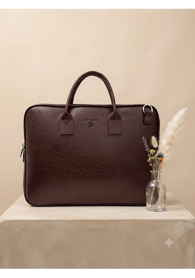 Sanmorris 1447 - Unisex 1darbe Korumalı Laptop Ve Evrak Çantası Acı Kahve Acı Kahverengi