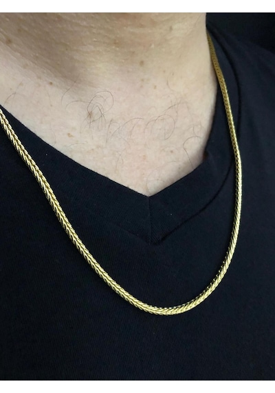 Vog Unisex 2.5mm 60 Cm Çelik Tilki Kuyruğu Sarı Renk Sevgiliye Eşe Babaya Hediye Kolye Sarı