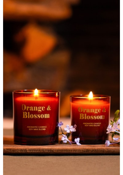 Glam Orange Blossom Portakal Çiçeği Kokulu 2'li Mum Seti Turuncu 120 Gr - 200 Gr Renkli