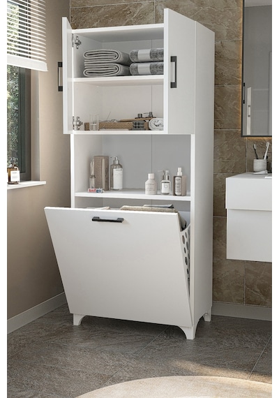 Bofigo Çok Amaçlı Dolap Banyo Dolabı Kirli Çamaşır Sepeti Dolabı Damla Beyaz Beyaz Bofigo Çok Amaçlı Dolap Banyo Dolabı Kirli Çamaşır Sepeti Dolabı Damla Beyaz Beyaz