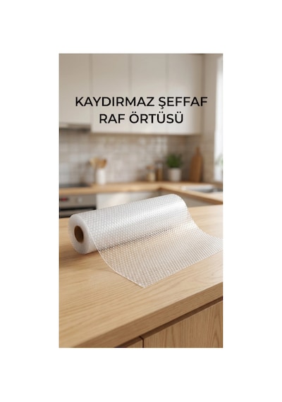 Şeffaf Pvc Raflık Kaymaz Çekmece Örtüsü 45x300 Cm Mutfak Dolap İçi Koruyucu Çok Renkli