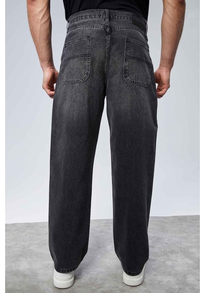 Cedy Denim Cedy Denım Yüksek Kalite Erkek Yüksek Bel Baggy Skater Jean Koyu Gri