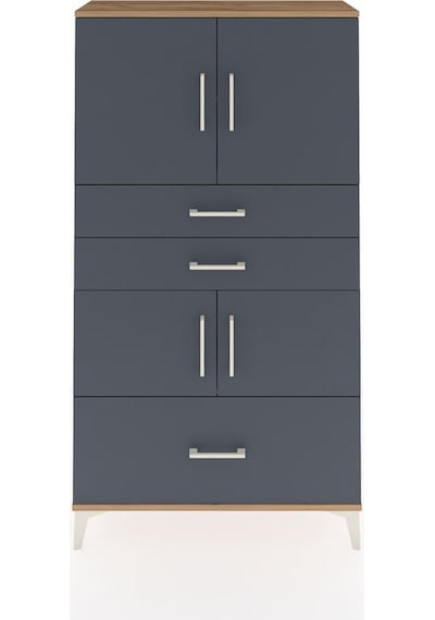 Arges Dolap 3 Raflı 3 Çekmeceli 4 Kapaklı 88x30x163 Çam-antrasit Çam