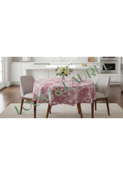 Jakarlı Dokuma Yuvarlak Masa Örtüsü 160 Cm Bordo Ağırlıklı Diğer