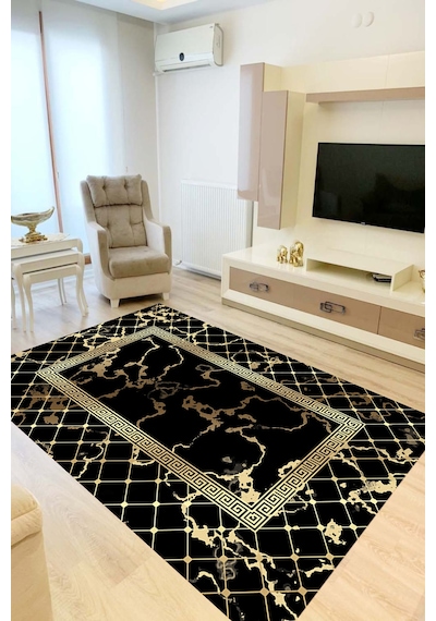 Eliana Home Dijital Baskı Yıkanabilir Kaymaz Taban Salon Halısı Ve Yolluk Rvg0864-fnl74 Siyah