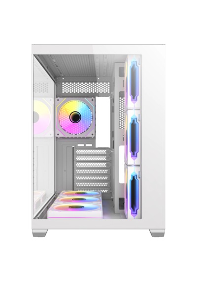 Antec Cx Mirror Mid Tower Oyuncu Kasası - 270 Panoramik Temperli Cam - 7x120mm Argb Fan - Atx / Micro-atx / Itx - Usb Type-c - Rtx 50 Serisi Uyumlu - Çift Bölmeli Tasarım Beyaz