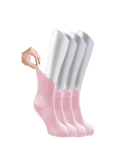 Ozzy Socks Kadın 4 Çift Bambu Lastiksiz Sıkmayan Diabetik Bilek Çorap Pembe